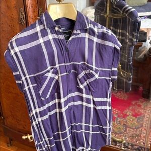 Rails Navy and White Plaid Top